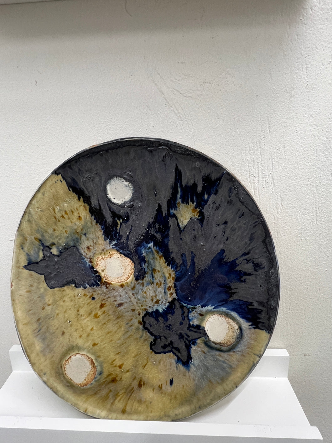 Trippy Woodfire Wall Platter - Blue